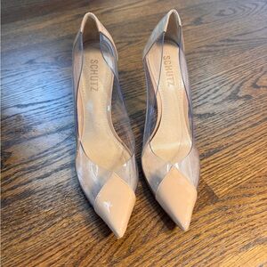 SCHUTZ Women's Beige and Transparent Heels